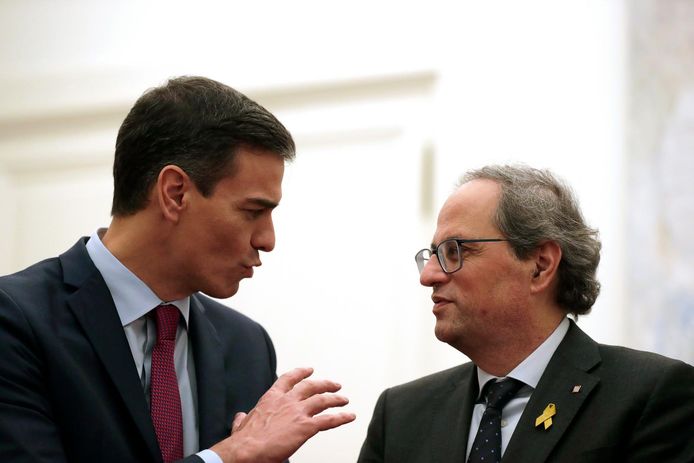 Le Premier ministre espagnol Pedro Sanchez et le président catalan Quim Torra