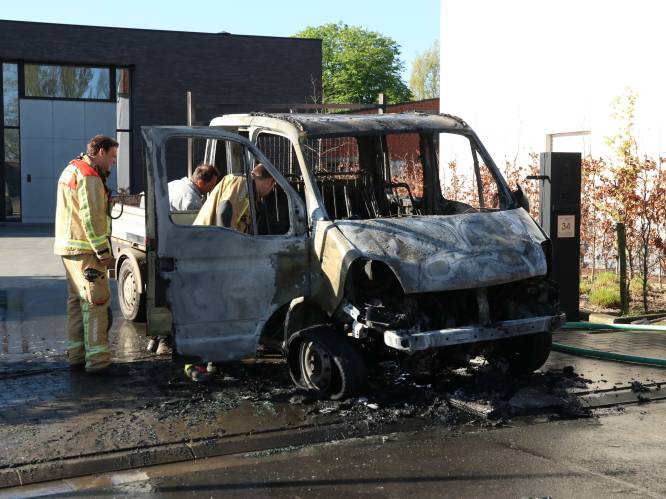 Bestelwagen brandt uit op oprit: oorzaak vermoedelijk technisch defect