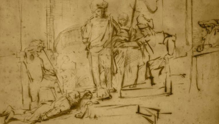 Fragment uit Rembrandts 'Het Oordeel', gedateerd omstreeks 1655. Illustratie www.linearisinstitute.com Beeld 