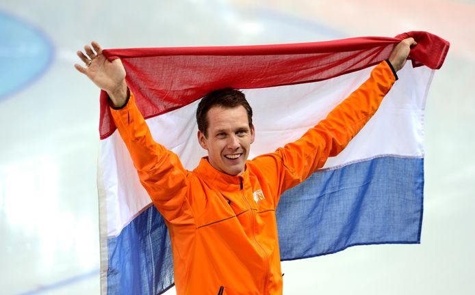 Stefan Groothuis na zijn gouden race op de 1000 meter in 2014 tijdens de Olympische Spelen in Sotsji.