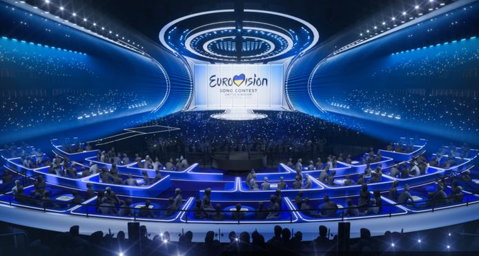 Het podium van het Eurovisiesongfestival in 2023.