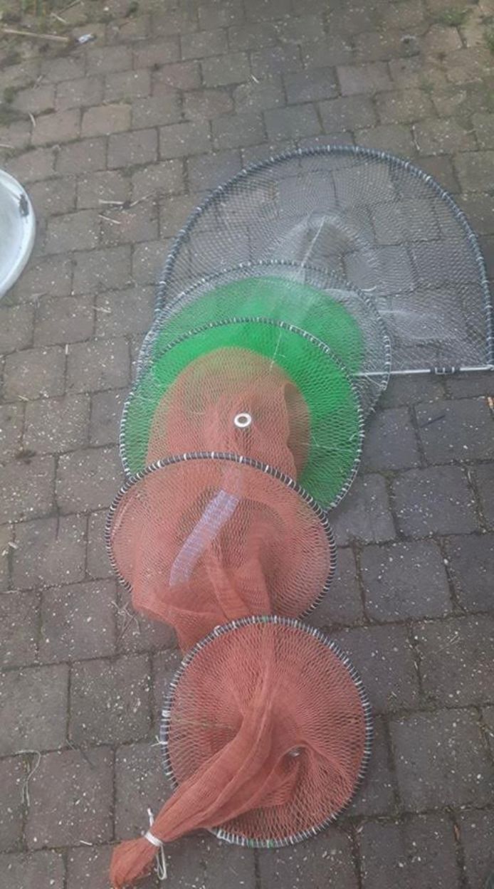 Een van de fuiken van palingvisser Sjors van Veen waaraan hij de hele winter heeft gewerkt.