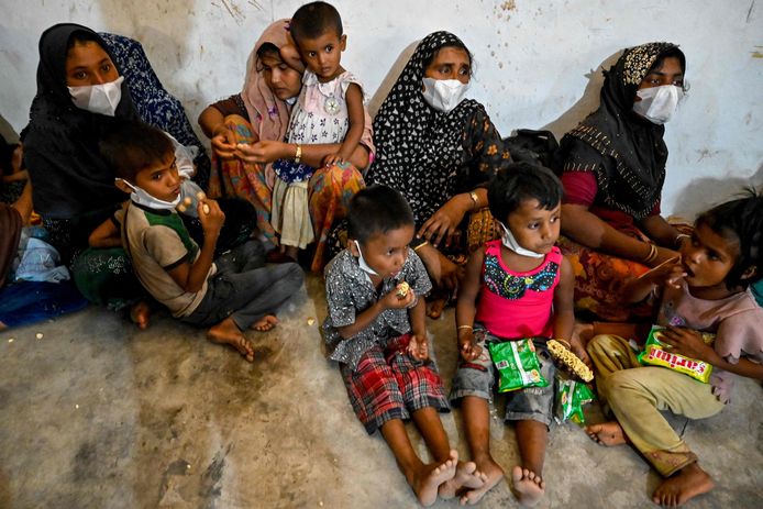 Rohingyavluchtelingen na hun aankomst in Indonesië. (14/11/2023).