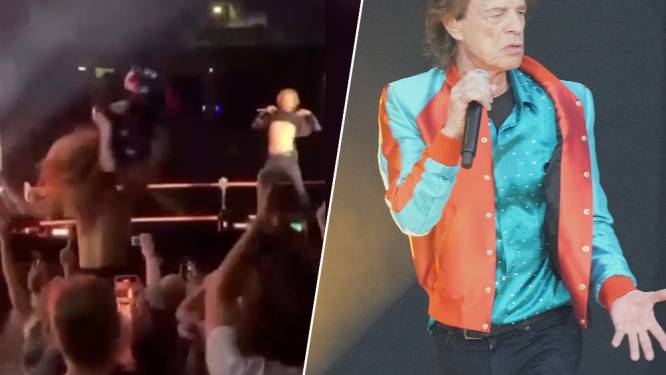 Mick Jagger toont bloot bovenlijf tijdens concert als reactie op topless vrouw