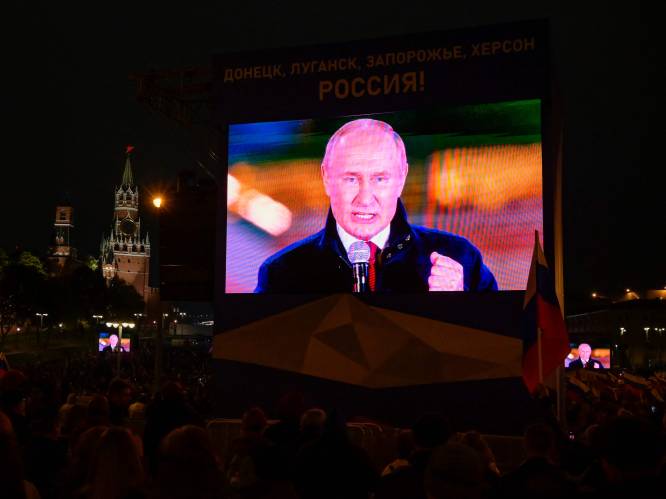 LETTERLIJK. Poetins speech over de annexatie: “Ik wil dat de autoriteiten in Kiev en hun echte meesters in het Westen me horen, zodat ze zich dit herinneren”