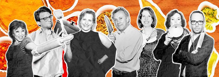 Pay-Uun Hiu, Tallina van den Hoed, Marcus Huibers, Onno Kleyn, Loethe Olthuis, Marie Louise Schipper en Sake Slootweg doen beurtelings suggesties voor de dagelijkse dis.  Beeld Studio V