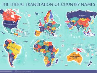 Deze kaart toont wat de namen van alle landen betekenen