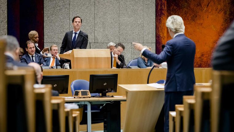 PVV-leider Geert Wilders, gisteren tijdens de Algemene Politieke Beschouwingen Beeld anp