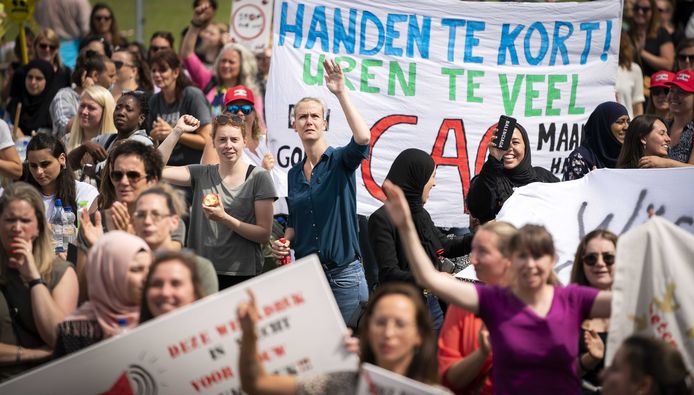 De actievoerders vinden dat er met de werkgevers geen goede afspraken zijn over vermindering van de werkdruk