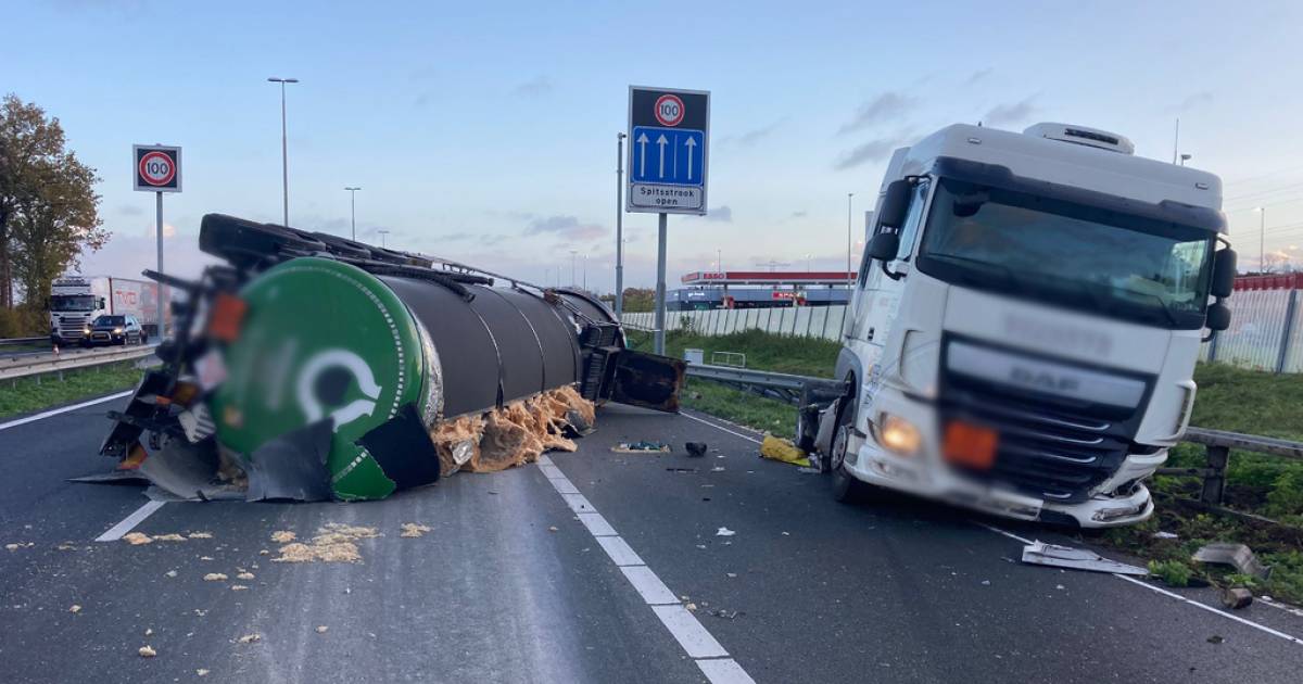 A2 in Limburg pas in de avond helemaal open na ongeval tankwagen | Echt-Susteren