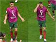 Verongelijkt maakt Cristiano Ronaldo na afloop duidelijk dat hij de goal op zijn naam had moeten krijgen.