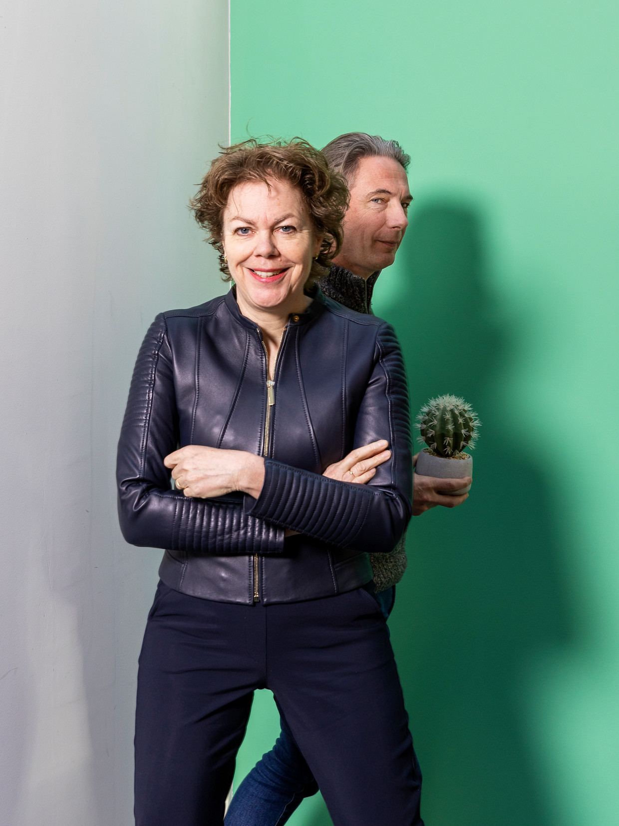 Ingrid Thijssen (VNO-NCW) en Tuur Elzinga (FNV).  Beeld Jiri Büller / de Volkskrant