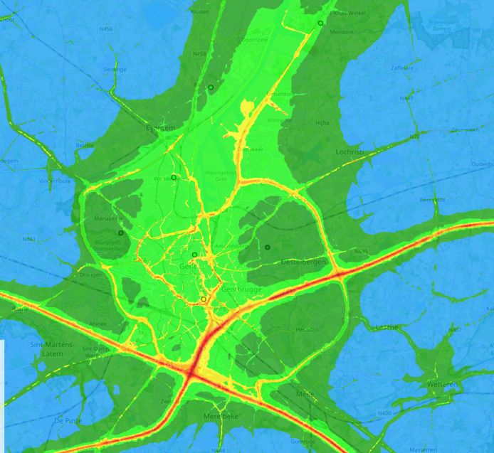 De stikstofconcentratie rond Brussel.