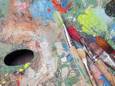 stockadr stockpzc kunst expositie tentoonstelling schilderen schilderij hobby kwast palet schilder