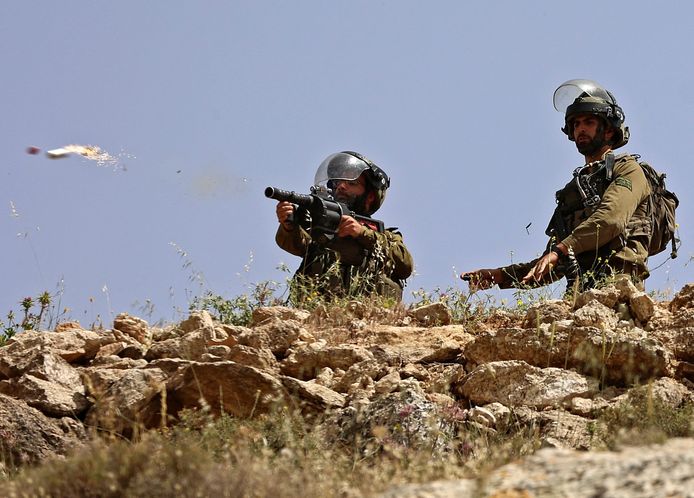 Israëlische troepen vrijdag op de bezette Westelijke Jordaanoever.