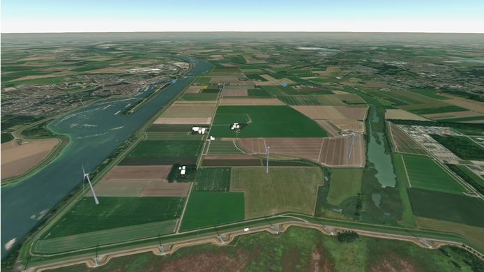 Windpark Halsteren bestaat in de laatste plannen nog maar uit drie molens van pakweg 200 meter hoog.