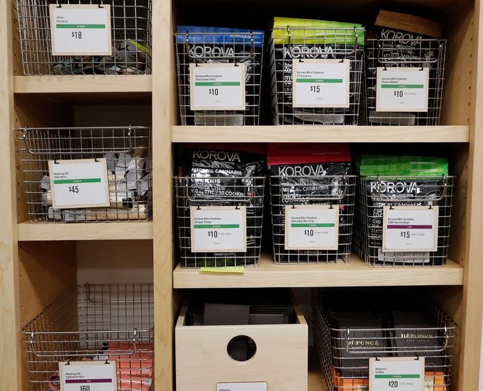 Cannabisproducten in de Harborsite in Oakland.