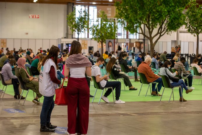 Archiefbeeld van de vaccinatiecampagne; vaccinatiecentrum in Brussels Expo.