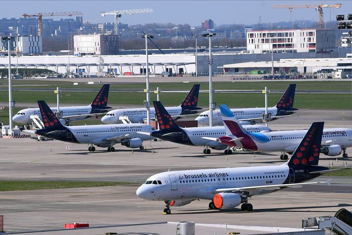 Vliegtuigen van Brussels Airlines op de luchthaven van Zaventem.