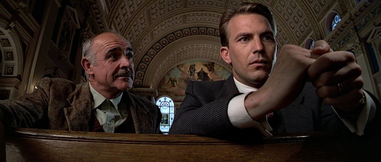 Sean Connery (links) en Kevin Costner in The Untouchables van Brian De Palma. Beeld 