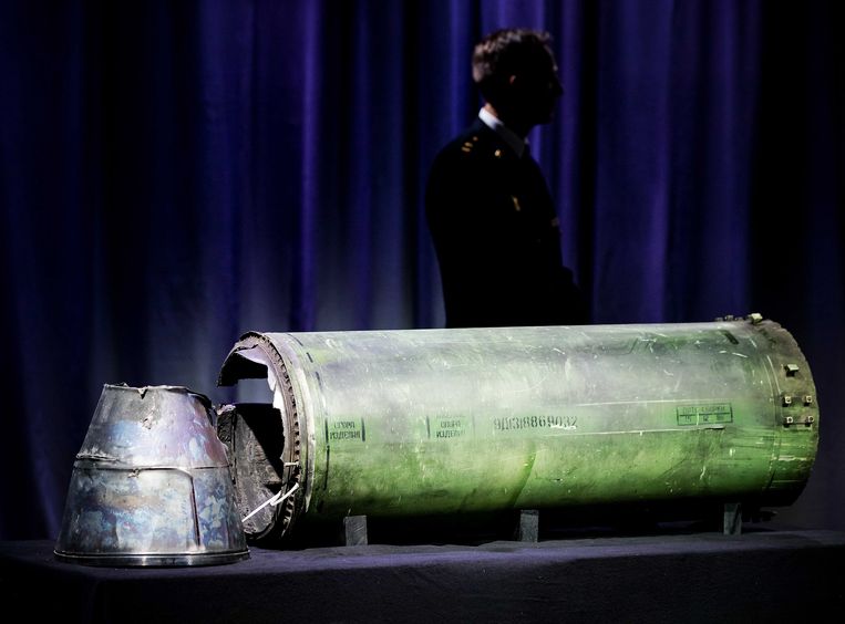 De Buk-raket waarmee volgens het onderzoeksteam het toestel van Malaysia Airlines uit de lucht is geschoten. Beeld EPA