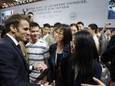 Chinese studenten hebben een ontmoeting met de Franse president Emmanuel Macron (archiefbeeld)