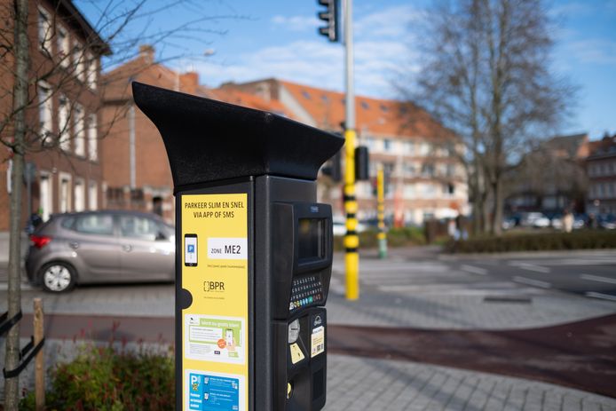 Een parkeermeter in Mechelen
