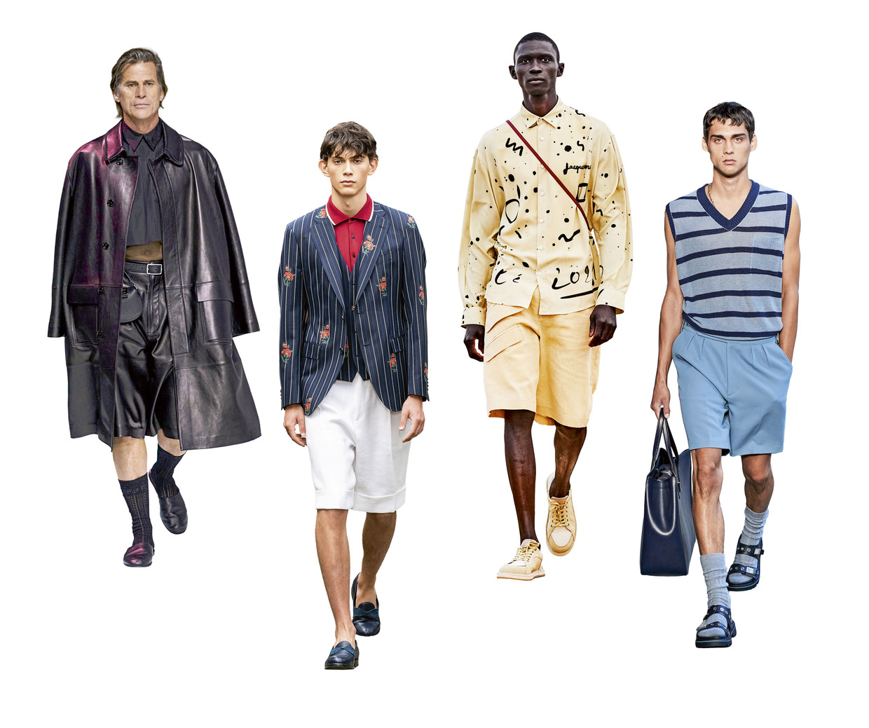 Van links naar rechts: Fendi, Etro, Jaquemus en Boss. Beeld rv