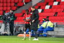 Armindo Bruma en Roger Schmidt tijdens het duel met Sturm Graz.