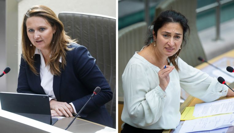 Gwendolyn Rutten (Open Vld) en Zuhal Demir (N-VA) Beeld Belga