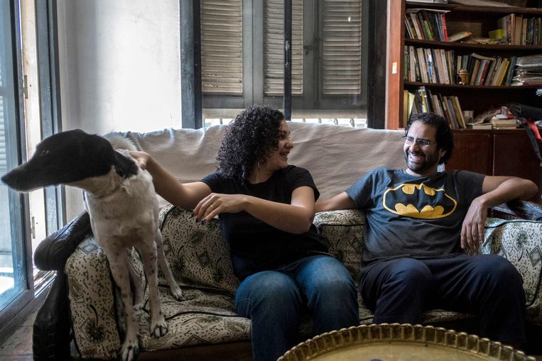 Sanaa en Alaa in 2019, toen Alaa voor een korte periode uit de gevangenis was.  Beeld AFP