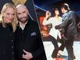 Uma Thurman en John Travolta op het evenement rond 30 jaar 'Pulp Fiction'. Rechts een beeld van hoe ze in de film te zien waren