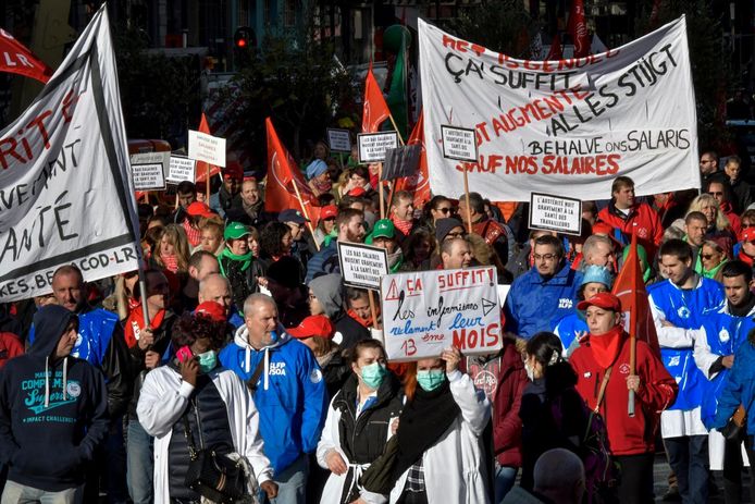 Archiefbeeld: oproep tot betoging van het gemeenschappelijk vakbondsfront van het personeel van de Brusselse gemeentediensten, OCMW's en publieke ziekenhuizen van het Iris-netwerk in november 2018.