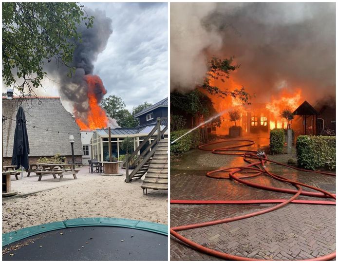 De bowlingboerderij in Nijverdal brandde volledig uit.