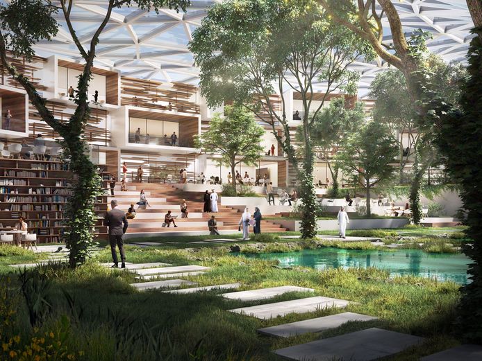 A conceptual image of what will become the world's largest ocean restoration project, off the coast of Dubai.  It will be used for marine research, regeneration and ecotourism.