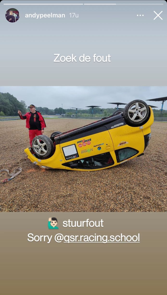 Andy Peelman Overkop Met Wagen Tijdens Ritje Op Racecircuit Showbizz Hln Be