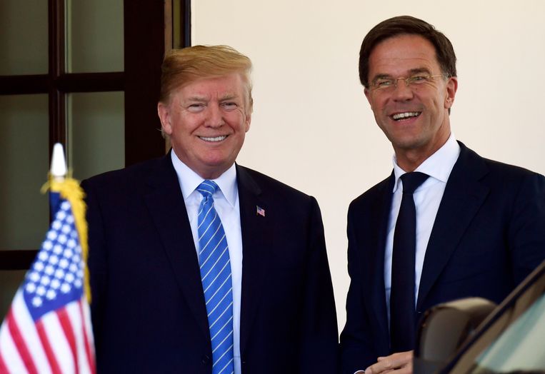 Bezoek van premier Mark Rutte aan president Trump op 2 juli 2018. Beeld AP