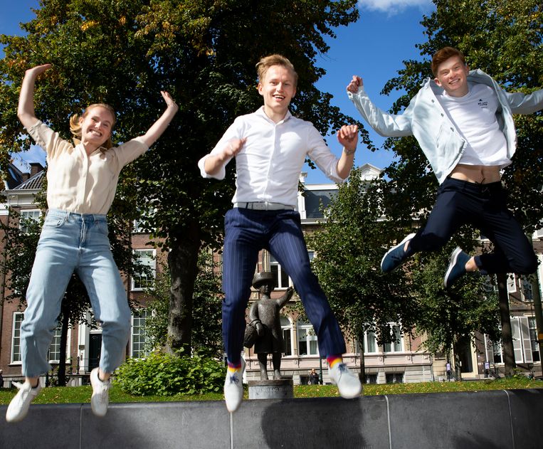 Werner Schouten, Wytze Walstra en Dorian de Gruijter van de Jonge klimaatbeweging, winnaar van de Duurzame 100, editie 2020. Beeld Judith Jockel