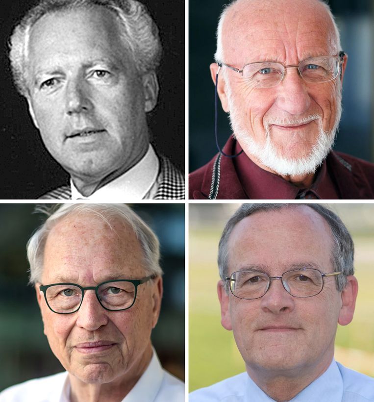 Ondertekenaars van het ‘Nieuw Klimaat Alarm’: Guus Berkout, Kees le Pair, Karel Wakker en Rutger van Santen. (van linksboven met de klok mee) Beeld 