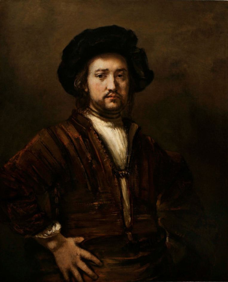 Portret van een man met de handen in de zij (1658) van Rembrandt. © anp Beeld 