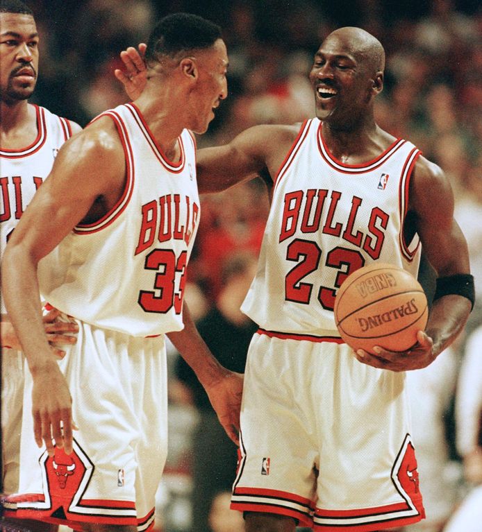 Scottie Pippen en Michael Jordan.