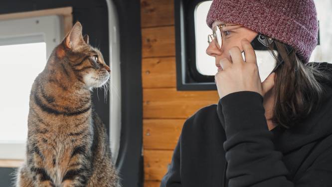 Shamira (30) reist overal naar toe en neemt poes Saartje gewoon mee in de camper