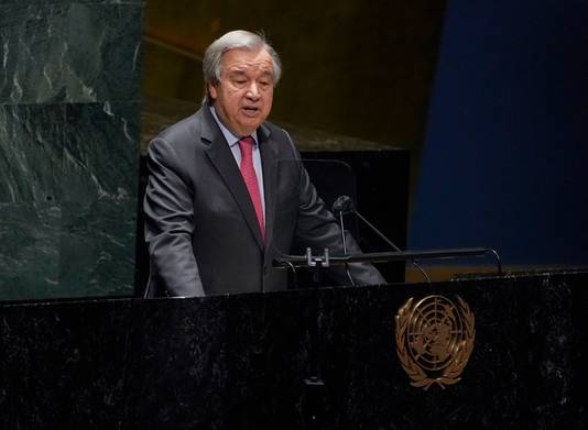 De secretaris-generaal van de Verenigde Naties, António Guterres. 