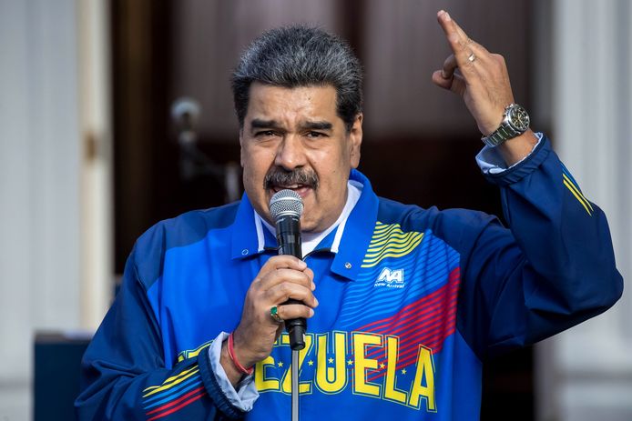 De Venezolaanse president Nicolás Maduro eerder deze week tijdens een toespraak in de hoofdstad Caracas.