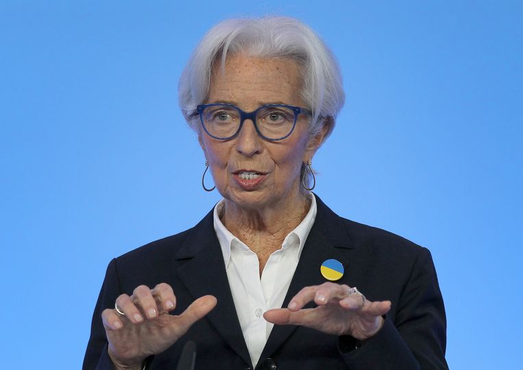 Christine Lagarde: 'Hierdoor kunnen de sancties van de westerse landen tegen Rusland omzeild worden.' Beeld Daniel Roland/AFP Pool /dpa