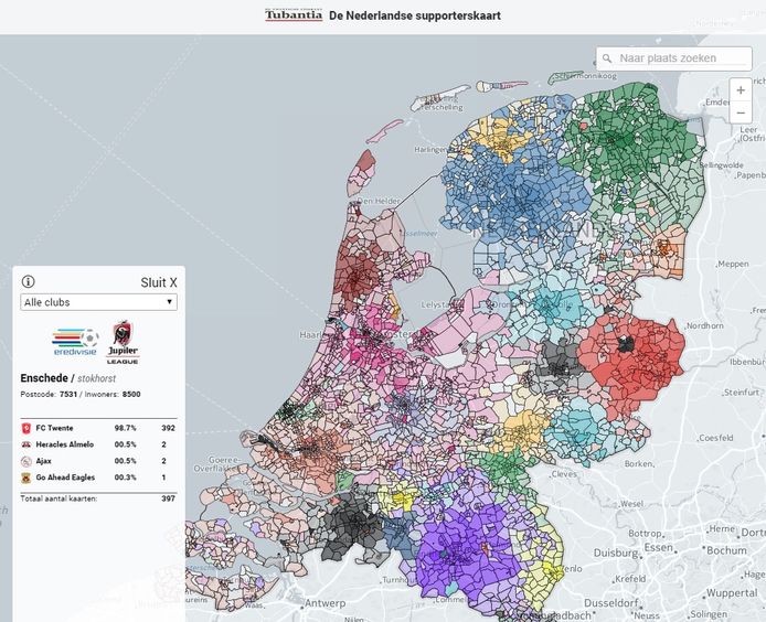 Voetbalsupporters Kleuren Het Land Voetbalkaart Tubantia Nl