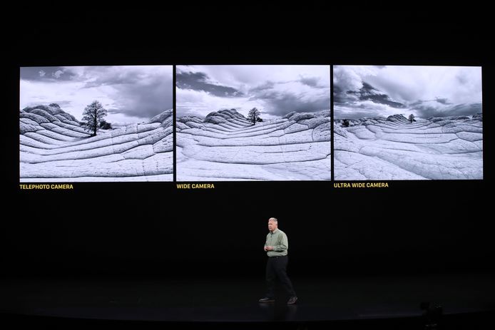 Het verschil tussen de drie camera’s op de achterkant van de iPhone 11 Pro en iPhone 11 Pro Max: de telelens-, groothoek- en ultragroothoekcamera.