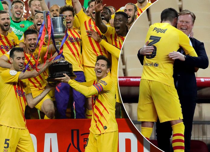 FC Barcelona viert feest na het winnen van de Copa del Rey.