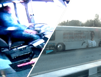 VIDEO: Bus verliest beide achterwielen op snelweg, maar chauffeur blijft koelbloedig