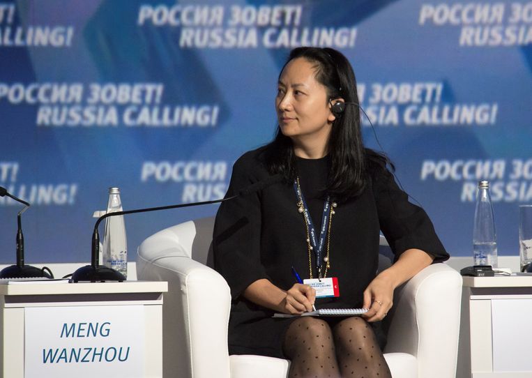 Meng Wanzhou tijdens een bijeenkomst op het VTB Capital Investment Forum ‘Russia Calling!’ in Moskou in 2014. Beeld Reuters